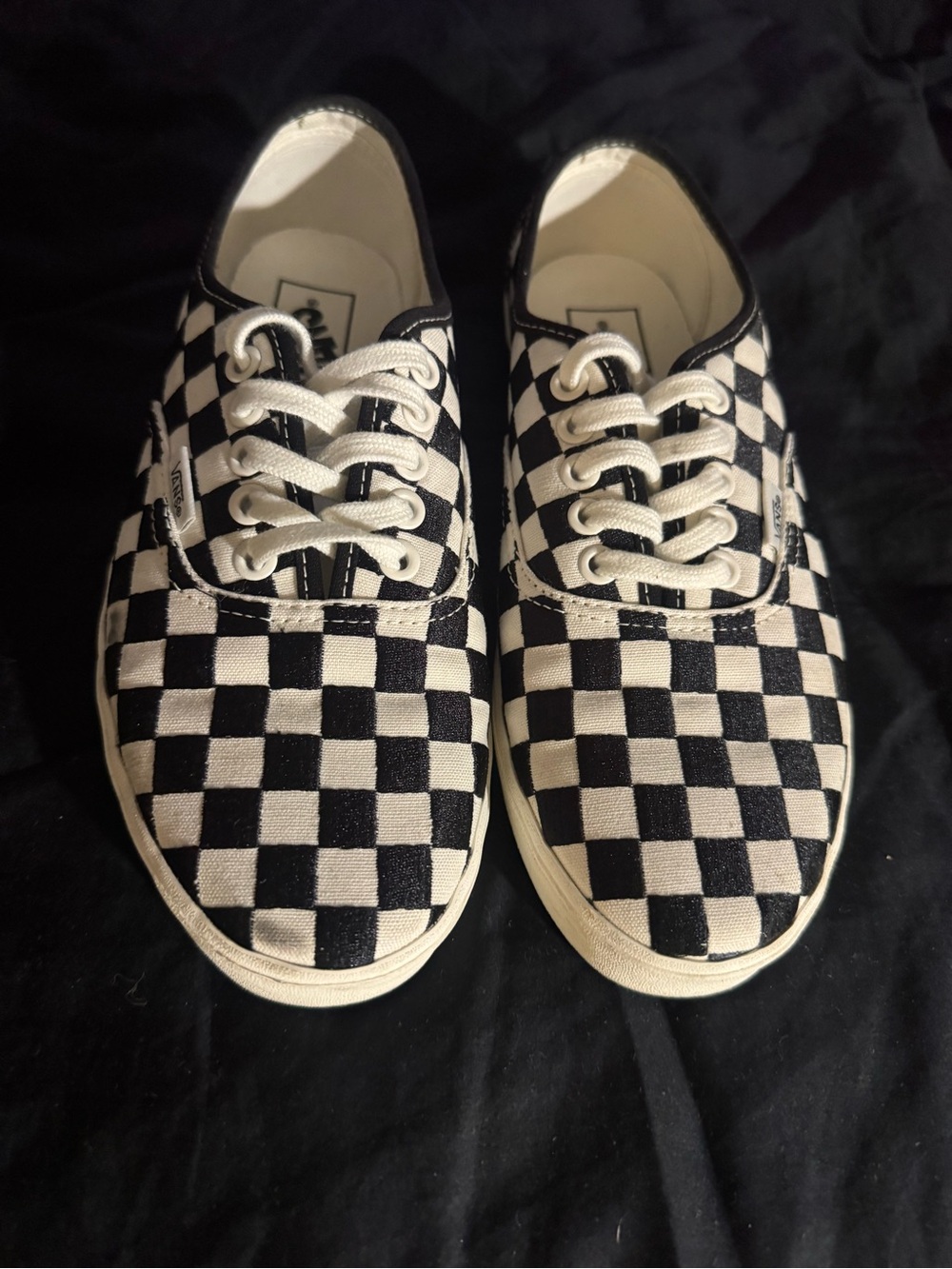 Vans Kids Checkerboard Lace-Up Sneaker - Black & White